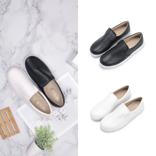 FUFA Shoes 富發牌 經典素色日常懶人鞋-黑/白 1BC67 大尺碼女鞋(女鞋/女懶人鞋/小白鞋/便鞋)