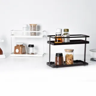 【Homely Zakka】日式簡約鐵藝多功能雙層置物架_兩色一組(收納架 調味罐架 置物架) 
