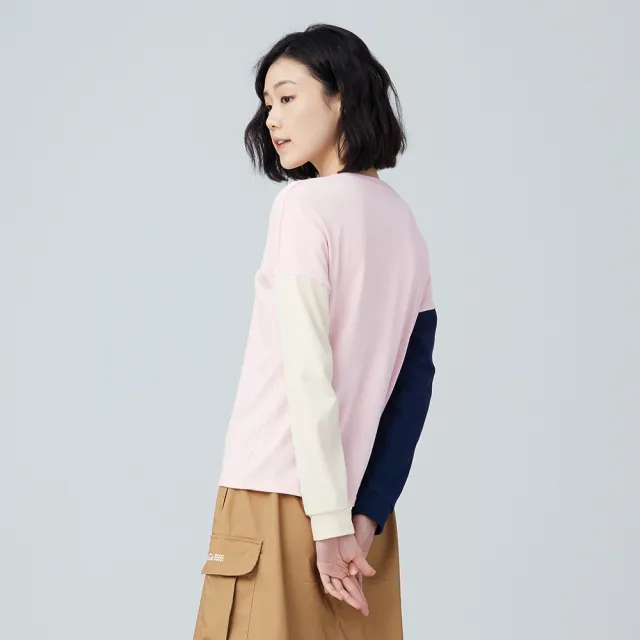 【BATIS 巴帝斯】撞色主題印花長 T - 女 - 三色(保暖、舒適)