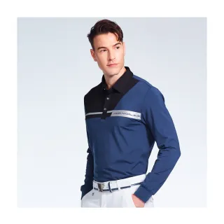 【Jack Nicklaus 金熊】GOLF男款彈性配色吸濕排汗高爾夫球衫/POLO衫(藍色)
