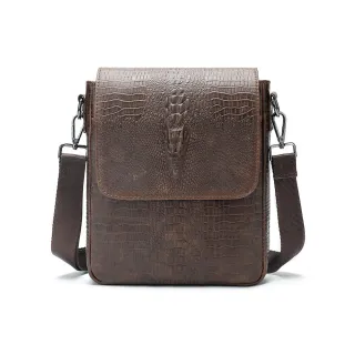 【Jpqueen】男士立體鱷魚紋浮雕牛皮側肩斜背包(3色可選)