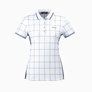 【PING】女款格紋短袖GOLF POLO衫-白(吸濕排汗/抗UV/高爾夫球衫/RA21109-87)
