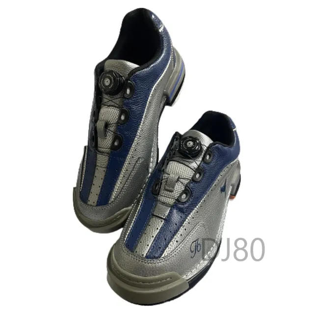 【DJ80嚴選】LANEWOLF [旋鈕鞋帶+雙換底]真袋鼠皮保齡球鞋-藍銀色(大全配MAX附4底+3跟+專屬2鞋套+雙鞋撐)
