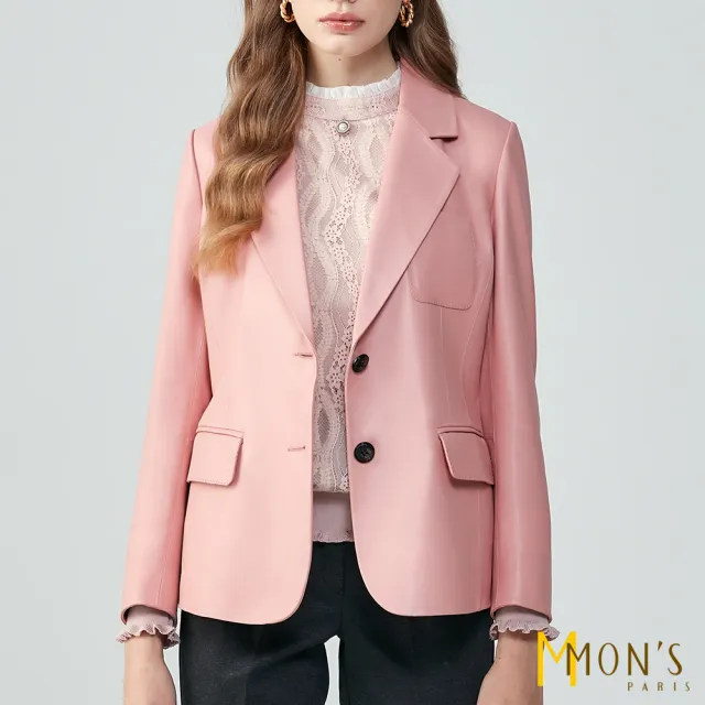 【MON’S】100%特級羊皮個性西裝修身外套(3色任選)