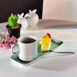 【YU Living 信歐傢居】方盤陶瓷杯盤二套組 早餐杯盤 陶瓷咖啡杯碟 220ml個(二杯二盤/220ml/3色)