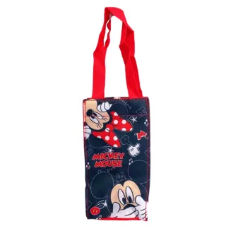【小禮堂】Disney 迪士尼 米奇 米妮 方形保冷水壺袋 - 黑探頭(平輸品)