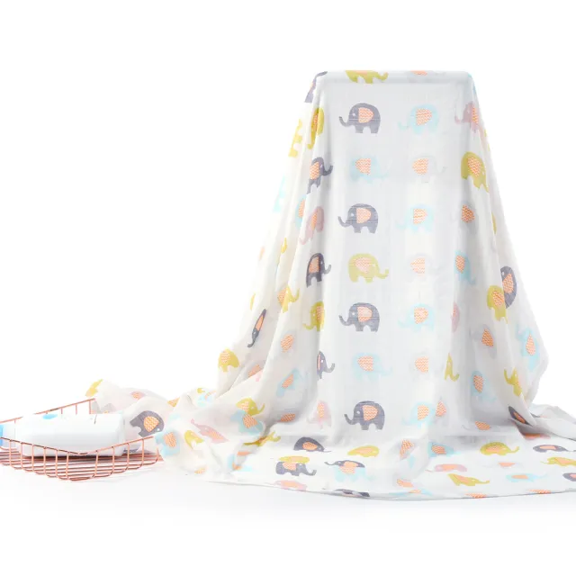 【Kori Deer 可莉鹿】嬰兒萬用透氣竹纖維雙層紗布包巾(muslin新生兒浴巾哺乳巾推車毯蓋巾蓋毯蓋被)