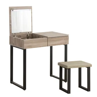 【IDEA】迪亞木質翻蓋LED燈收納化妝桌/梳妝台(含化妝椅)