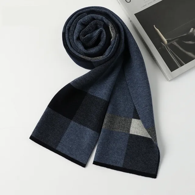 【米蘭精品】現貨+預購 100%羊毛圍巾保暖披肩(格子簡約針織男女配件情人節生日聖誕節交換禮物2色74dl10)