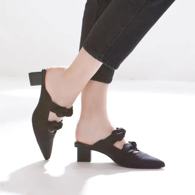 【FAIR LADY】優雅小姐 時髦扭結穆勒低跟鞋(黑、402595)