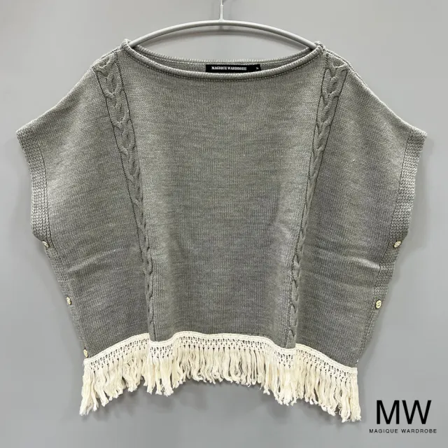 【MAGIQUE WARDROBE】針織短袖釦飾編織造型上衣(4色)