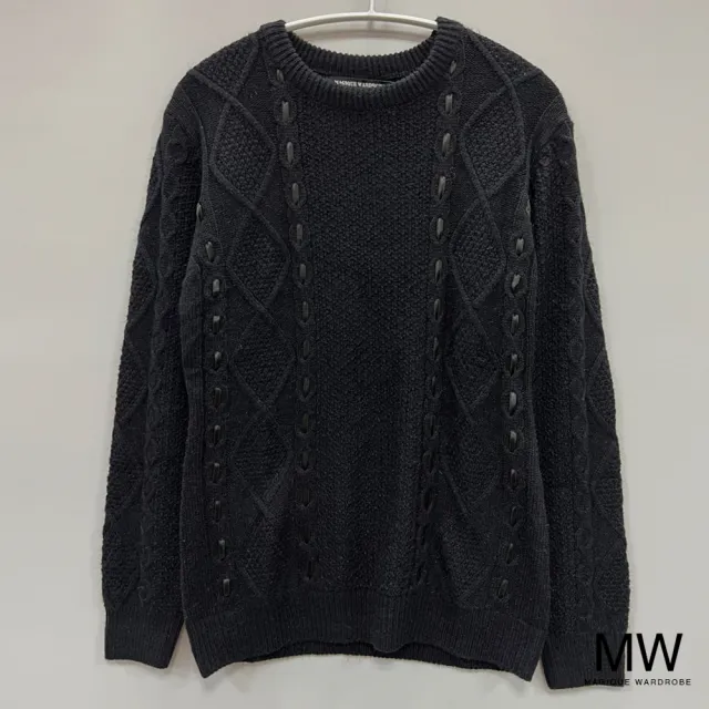 【MAGIQUE WARDROBE】麻花拼接緞帶針織長袖上衣(3色)