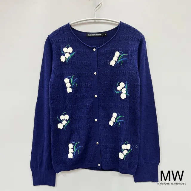【MAGIQUE WARDROBE】羊毛花草細針織排釦長袖外套(3色)