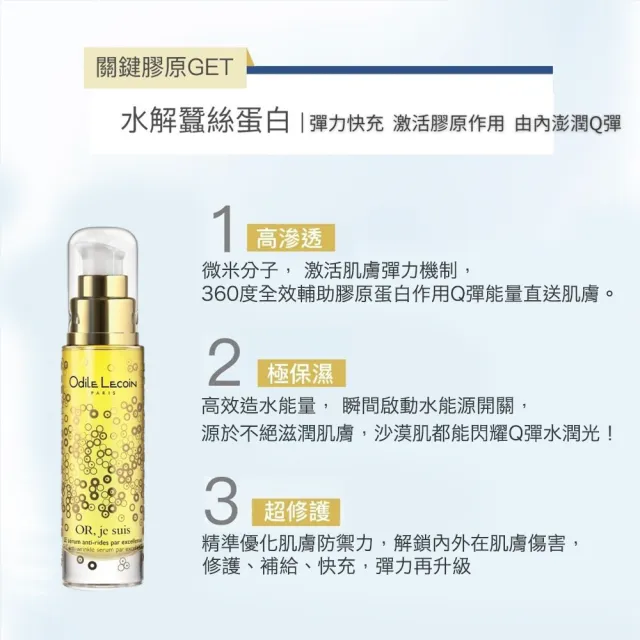 【Odile Lecoin 歐蒂蔻】絲蛋白撫紋精華30ml(贈-光采賦活面膜5ml)