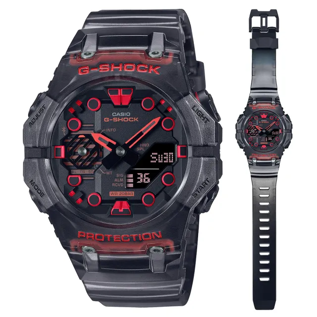 【CASIO 卡西歐】G-SHOCK 藍牙 碳纖維核心防護構造雙顯手錶(GA-B001G-1A/速)