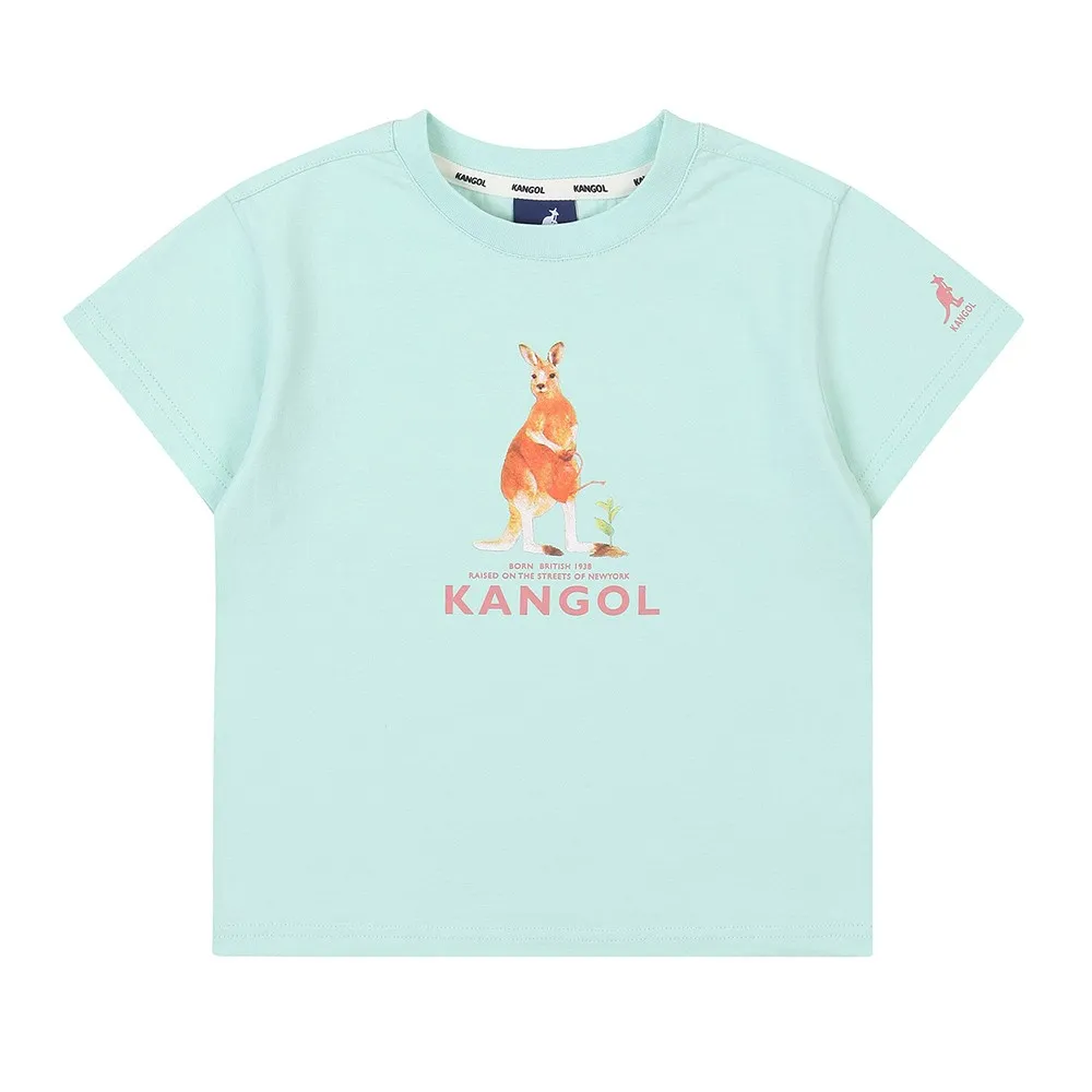 【KANGOL】韓國-KIDS 園丁袋鼠短袖T恤- 薄荷綠色(W22SM018MT)