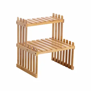 【JIAGO】雙層竹木桌上型置物架(小號) 