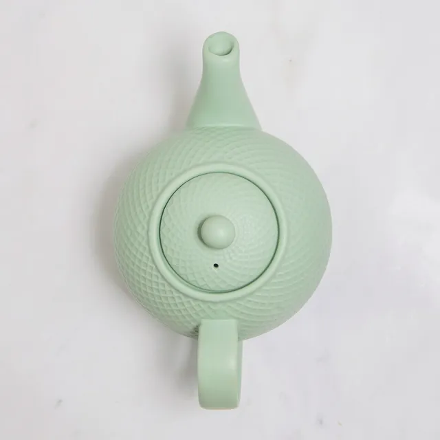 【LondonPottery】Globe陶製茶壺 格紋綠900ml(泡茶 下午茶 茶具)