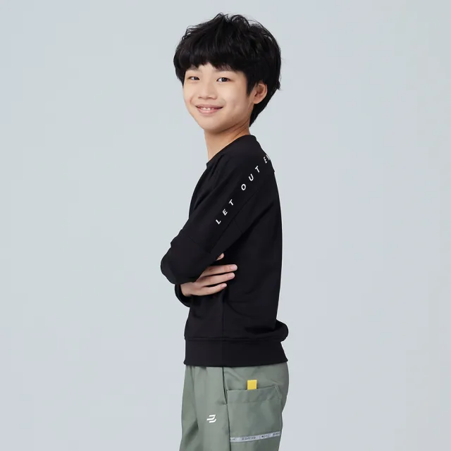 【BATIS 巴帝斯】異材質貼袋保暖大學 T - 男童 - 二色(吸濕排汗、蓄熱保暖)