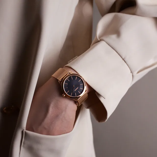 【Calvin Klein 凱文克萊】Minimal系列 經典簡約款 玫瑰金殼 米蘭錶帶 CK錶 女錶 母親節(共2款)