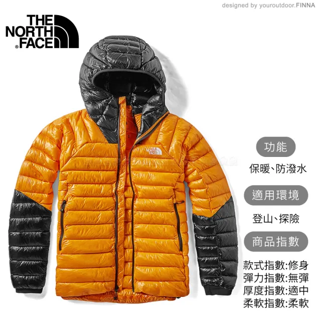 【The North Face】女 Summit Perex 連帽羽絨外套《黃/黑》3SPS/羽絨衣/保暖外套(悠遊山水)