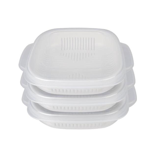 日本製可微波加熱雙層保鮮盒340ml_3入組(白飯.蒸餃)