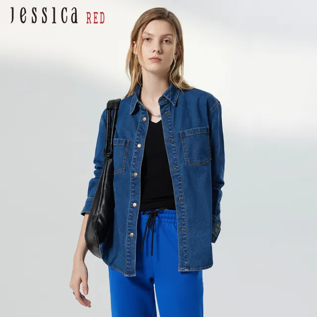 【Jessica Red】休閒百搭舒適柔軟牛仔襯衫824231