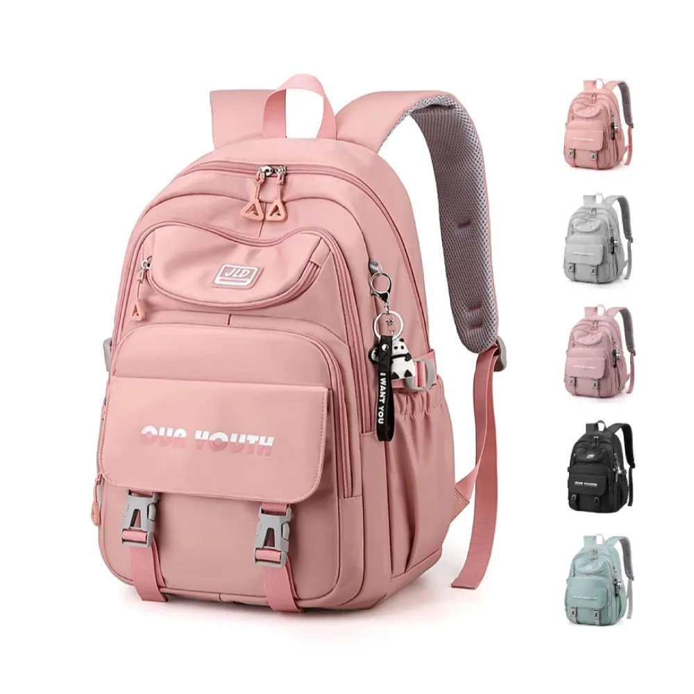 【Rosse Bags】韓版大容量學生風雙肩背包(現+預  黑色／紫色／粉色／藍色／灰色)