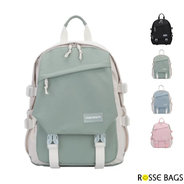 【Rosse Bags】簡約學生風輕便百搭背包(現+預  黑色／綠色／粉色／藍色)