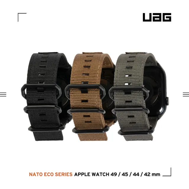 【UAG】Apple Watch 42/44/45/49mm Nato尼龍錶帶-極黑(UAG)