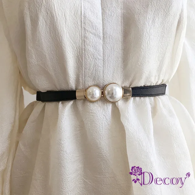 【Decoy】不對襯珍珠＊彈性鬆緊伸縮細腰封(2色可選)