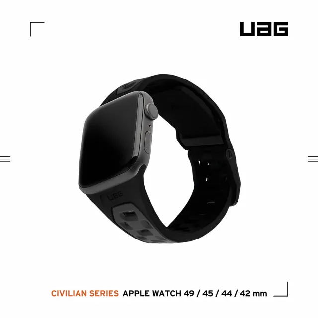 【UAG】Apple Watch 42/44/45/49mm 簡約運動錶帶-黑(UAG)