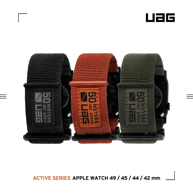 【UAG】Apple Watch 42/44/45/49mm 時尚尼龍錶帶V2-軍綠(UAG)