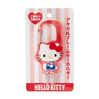 【小禮堂】Hello Kitty 壓克力鑰匙扣環  - 紅坐姿(平輸品)