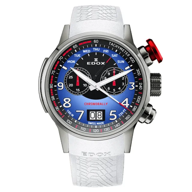 【EDOX 伊度】限量賽車錶 BMW M MOTOSPORT  賽車計時石英錶/48mm 雙11 優惠(E38001.TINR.BUDN)