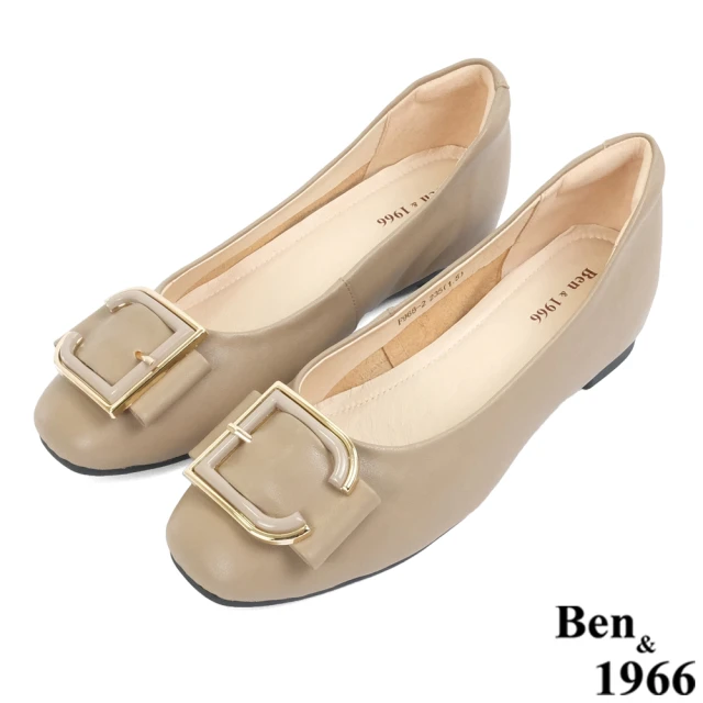 【Ben&1966】高級頭層牛皮經典內增高娃娃鞋-奶茶杏228152