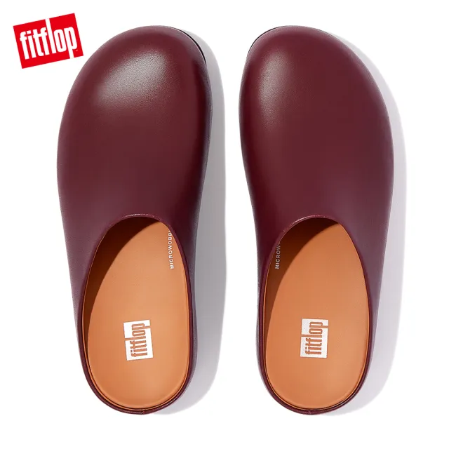 【FitFlop】SHUV LEATHER經典舒適木屐鞋-女(梅紅色)