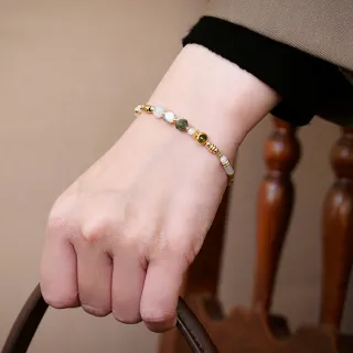 【Ficelle】貴人運 水草瑪瑙 K金 星空浩瀚手鍊(輕珠寶 天然石 磁場 開運 設計款 手工製作)