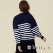 【betty’s 貝蒂思】百搭條紋開襟毛衣針織衫(深藍)