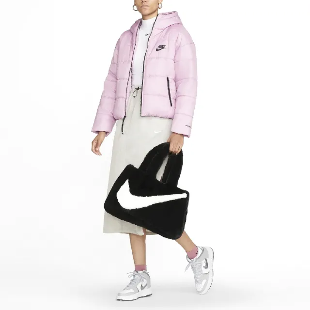 【NIKE 耐吉】托特包 NSW Faux Fur 手提 肩背 斜背 黑 白 毛毛包 毛絨絨(DQ5804-010)
