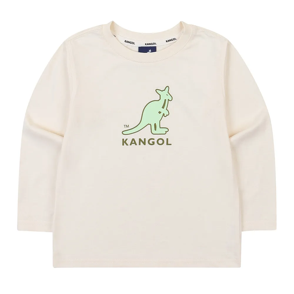 【KANGOL】韓國-KIDS 經典大袋鼠長袖T恤-白色(W22AN001WT)