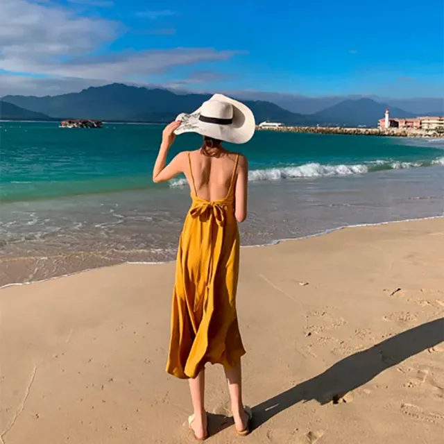 【SeasonsBikini】內置胸墊免穿內衣露背洋裝 -392(免穿內衣露背洋裝)