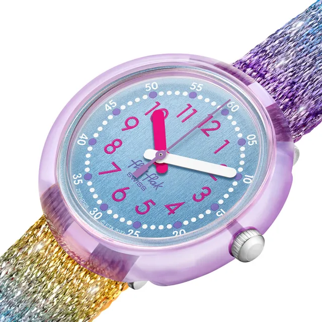 【Flik Flak】兒童手錶 彩虹閃閃 SHINE IN RAINBOW 兒童錶 編織錶帶 瑞士錶 錶(31.85mm)