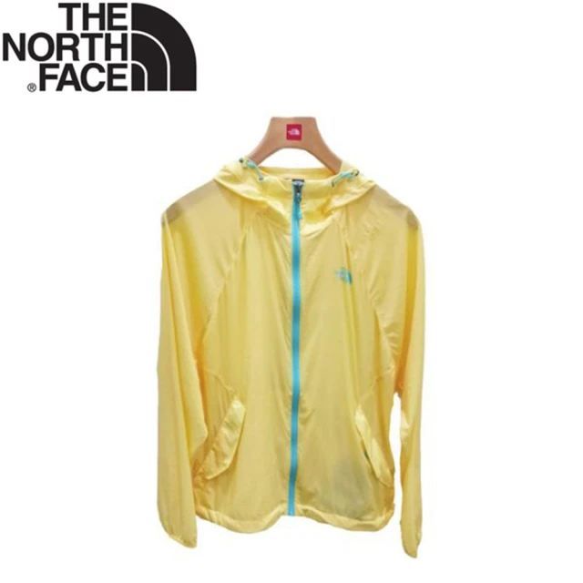 【The North Face】女 防曬外套《黃》2VEO/透氣/防水/兜帽外套/連帽外套/輕量風衣(悠遊山水)