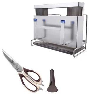 【PUSH!】廚房用品 304不銹鋼刀具收納架 壁掛式免打孔刀具架 菜刀筷子籠鍋蓋砧板收納架(刀具架 剪刀組)