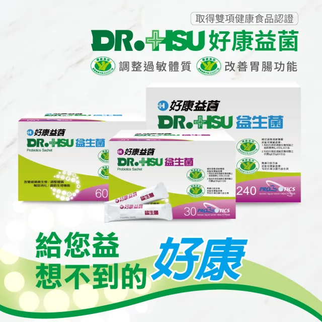 【DR.HSU】好康益菌 專利活菌雙功效(60包x5盒)