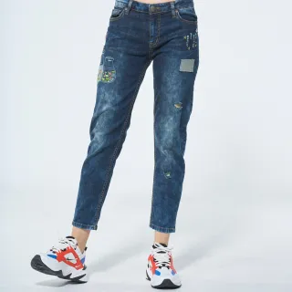 【BLUE WAY】女裝 金魚姬條紋遮色丹寧男友褲 牛仔褲-地藏小王