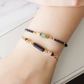 【Ficelle】財運事業 藍金沙 K金 京都藝伎小夜曲手鍊(輕珠寶 天然石 磁場  開運 設計款 手工製作)