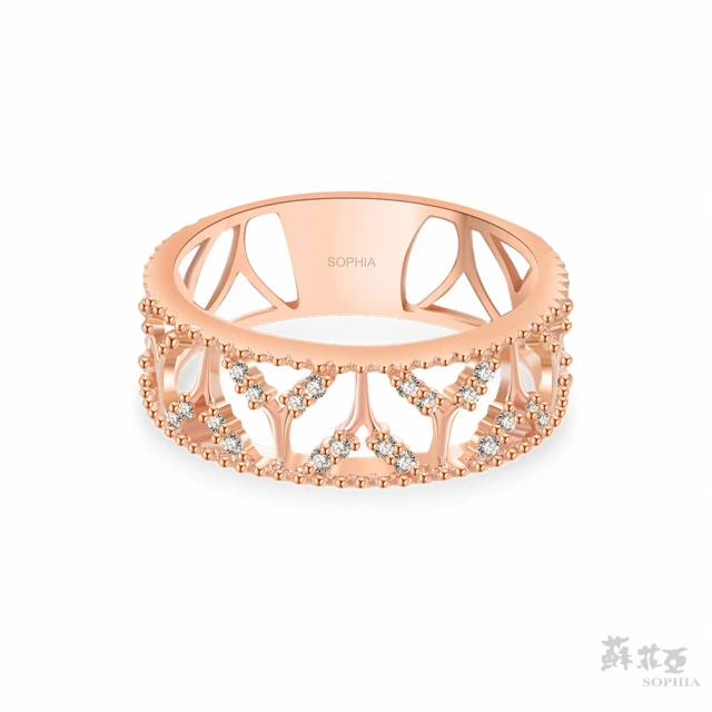 【蘇菲亞珠寶】14K玫瑰金 ROMANTIC系列 鏤空 鑽石戒指