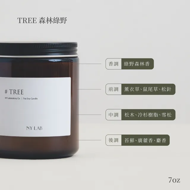 【NY LAB 紐約實驗室】NY LAB 手工香氛蠟燭 Tree 森林綠野 7oz